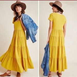 Anthropologie Mustard Maxi Dress